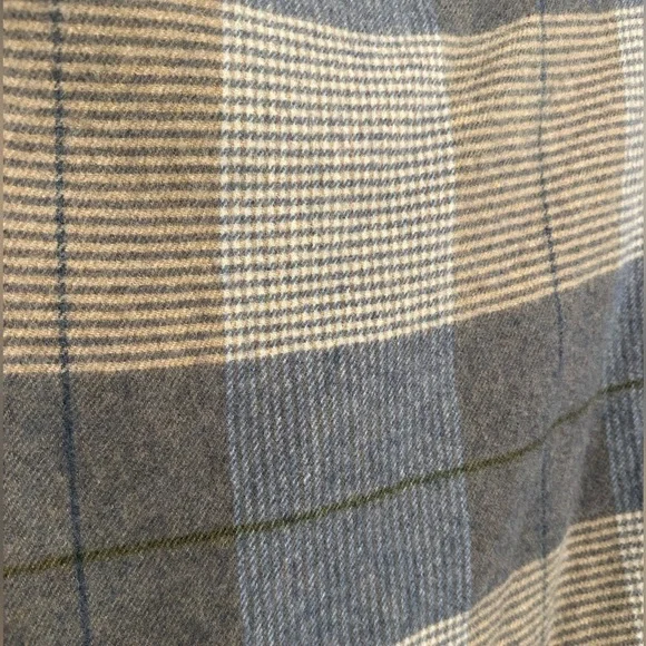 John Hanly 100% Lambswool Cape | Cream Taupe Denim Check | One Size | Ireland - Picture 7 of 8